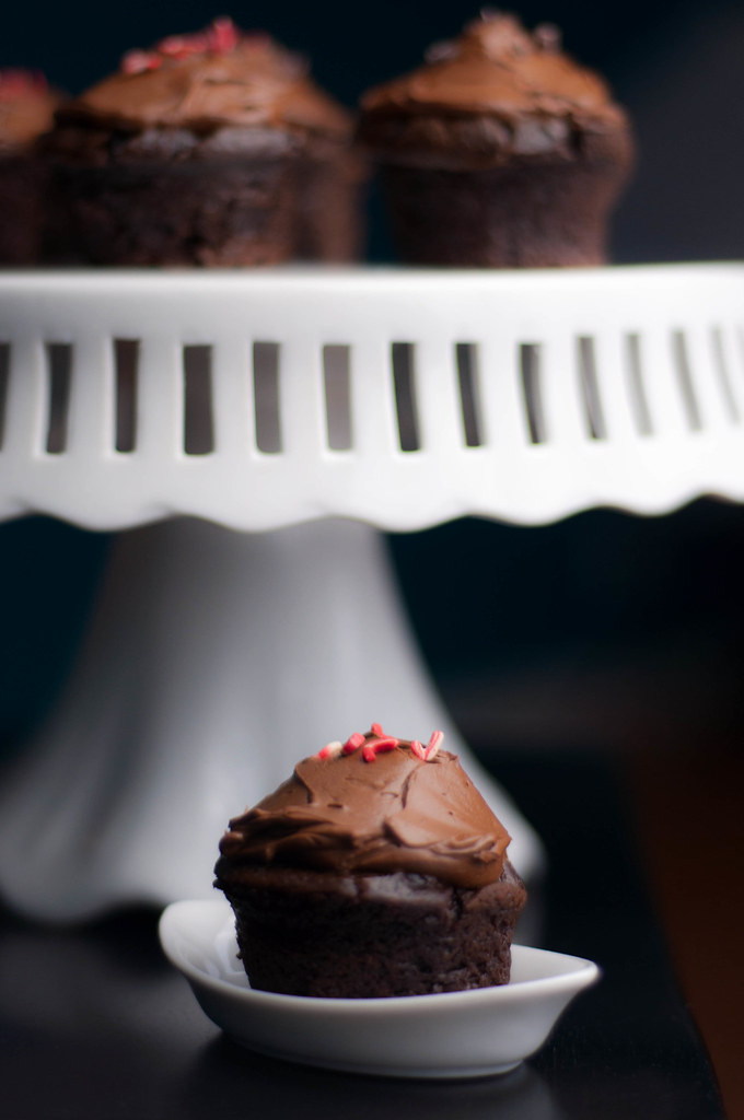 chocolate cupcakes full of quinoa and topped with peppermint ganache