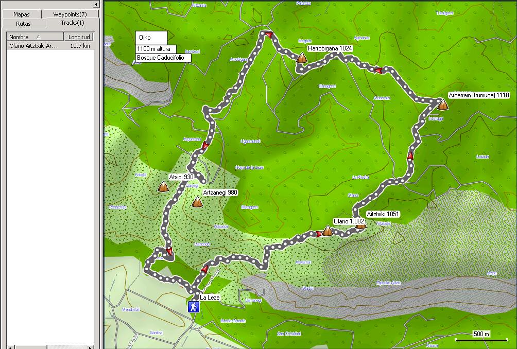 Mapa 2013_08_31 Olano Aitztxiki Arbarrain (Irumuga) Harrobigana desde La Leze