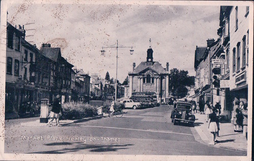 Old postcard of Market Place, Henley.