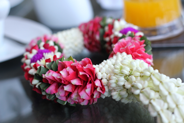 A fresh garland of Thai flowers