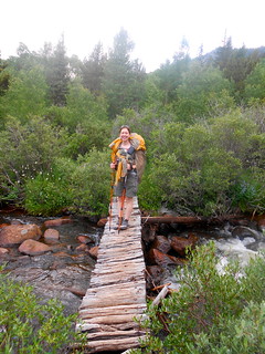 Clare Crossing a Bridge on Scott Gomer Trail