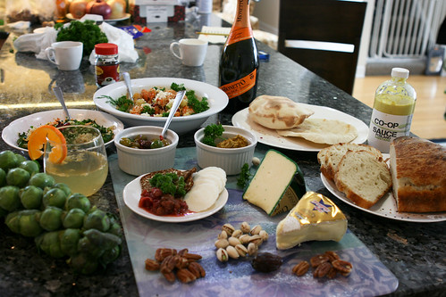 Cheese board, bread, leftovers, mimosa's - New Year's Day is made!