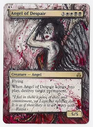 Angel of Despair Magic the Gathering MTG Card Art Artwork magic altered cards gold card magic the gathering angel art