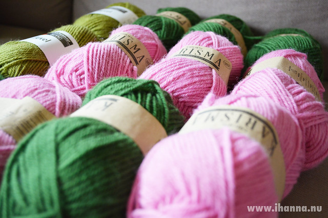Pink and Green Wool