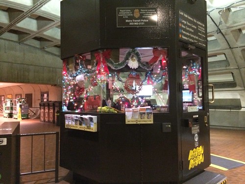 Decorated station manager booth, Farragut West Metro station