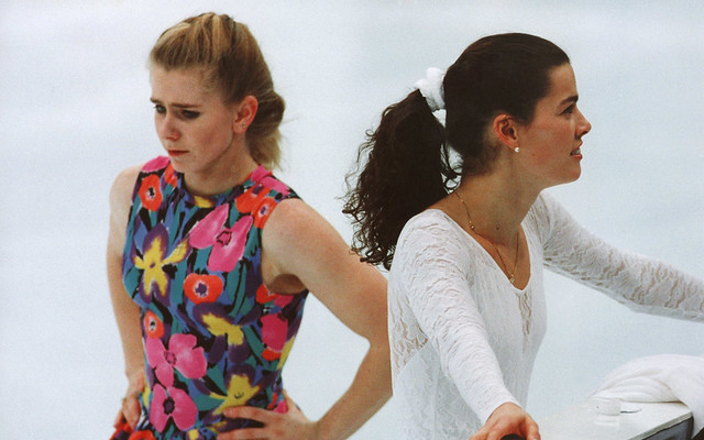 Tonya Harding and Nancy Kerrigan avoid eye contact on the ice in 1994