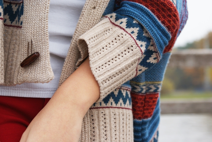 sweter kardigan w azteckie wzory