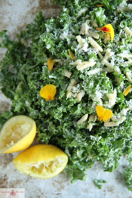 Kale Salad with Lemon, Almond and Pecorino