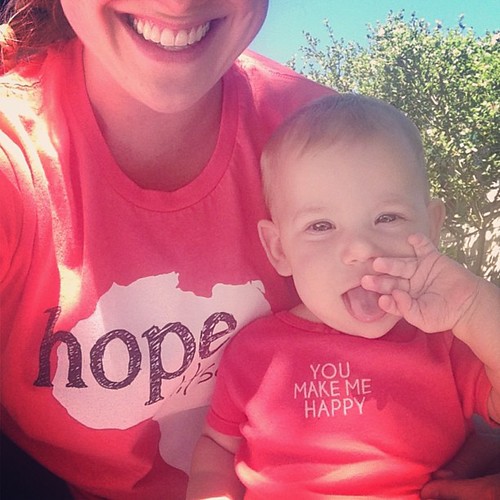 It's Friday, y'all! Wearing our hope and our happy, cause she's too young to have a vote about coordinating with mommy.