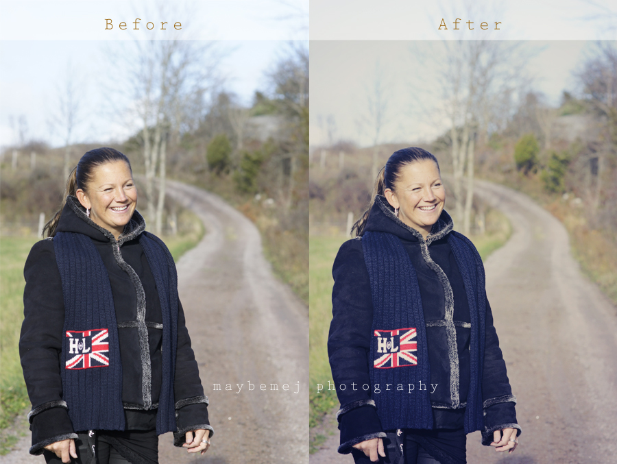 Before and after edited photos