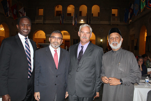 Pictured (Left to Right) Dr. Mohamed El-Sanousi, Director of Communications and Community Outreach of the Islamic Society of North America, Dr. Abed Ayoub, President of Islamic Relief USA, Michael Scuse, then-acting Deputy Secretary of Agriculture and Imam Faizul Khan of the Islamic Society of the Washington Area
