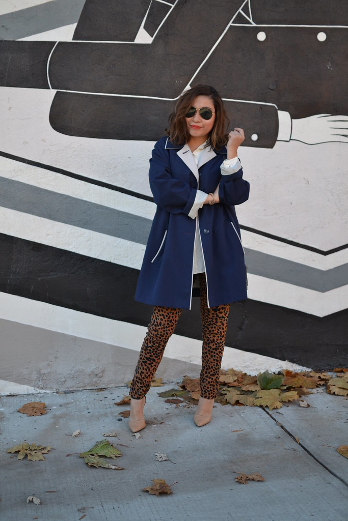 Spicy Candy DC, Leopard Print Trousers, Blue Trench Coat 010