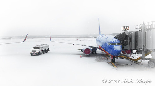 Islip Airport, Snowy Day by Alida's Photos