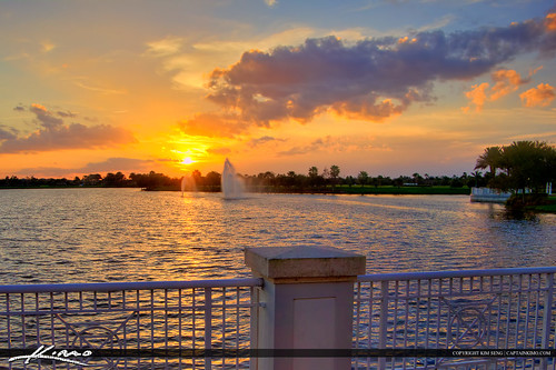 Tradition Square Sunset Fountain Port St Lucie Florida by Captain Kimo
