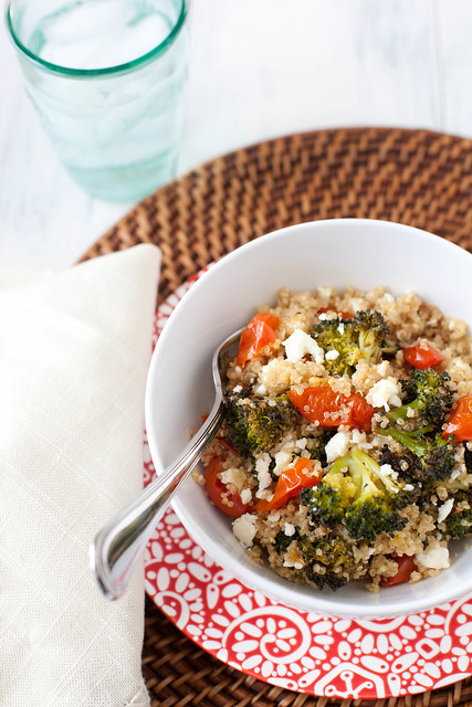 let’s do lunch: quinoa salad with roasted tomatoes, broccoli and feta