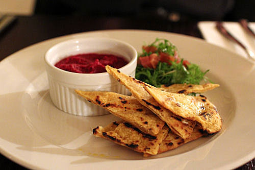 Beetroot Hummus served with Grilled Flat Breads IMG_9916 R