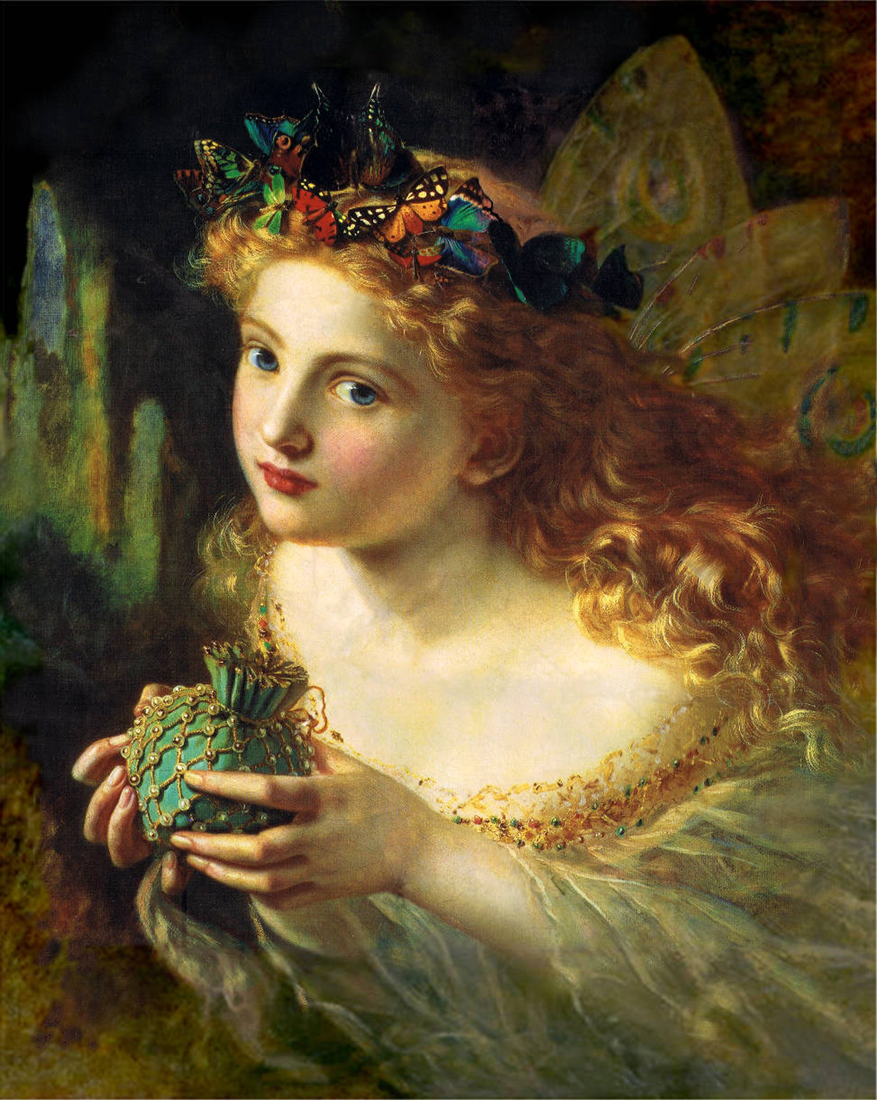 Take the Fair Face of Woman, and Gently Suspending, With Butterflies, Flowers, and Jewels Attending, Thus Your Fairy is Made of Most Beautiful Things by Sophie Gengembre Anderson (1823 - 1903)
