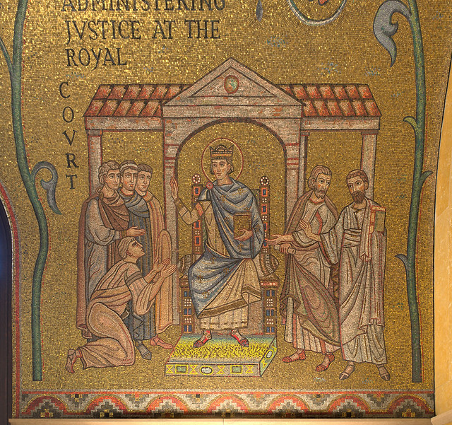 Cathedral Basilica of Saint Louis, in Saint Louis, Missouri, USA - mosaic 4 in Narthex - Administering Justice at the Royal Court