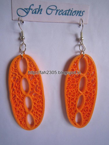 Handmade Jewelry - Beehive Quilling Paper Earrings (Oval) (1) by fah2305