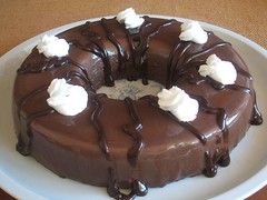 Chocolate pudding garnished with chantilly - Food From Portugal