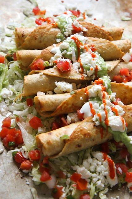 Chicken Flautas with Spicy Avocado Sauce