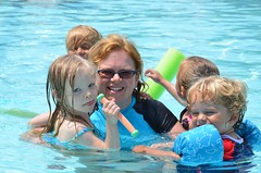 Sue Covered With Kids In The Pool