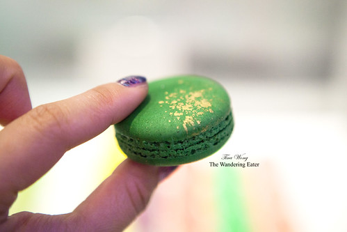 My pistachio macaron dusted in edible gold