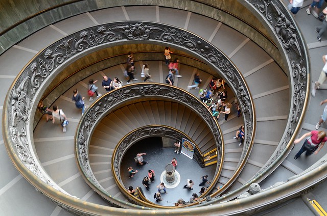 spiral stairs in Vatican Museum