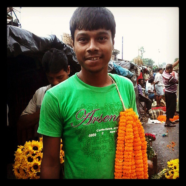 At the flower market in Kolkata (Calcutta).
