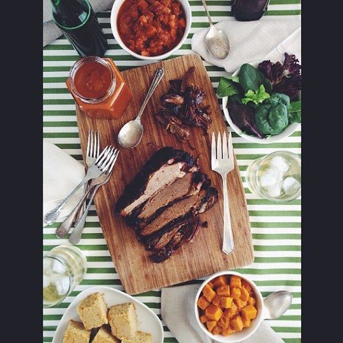 The full spread in daylight #bbq #barbeque #brisket #bestwifeever #vscocam