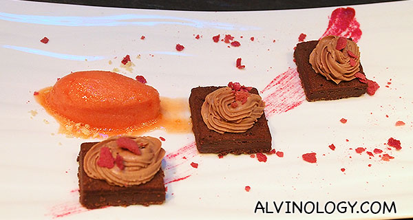 Dessert choice 2: Chocalate, Beetroot - blood orange sorbet 