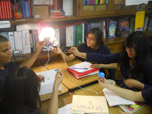 IB students studying power produced by light energy.  © Brad Parker 