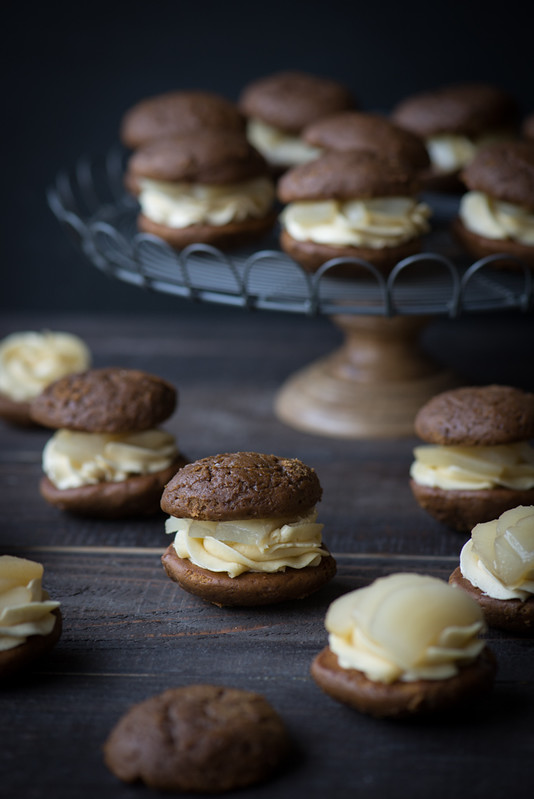 Gingerbread Whoopie Pies with Maple Poached Pears and Maple Buttercream www.pineappleandcoconut.com #Christmasweek