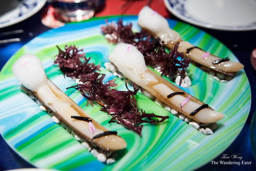Course 14: Razor clams with refried sauce and lemon air