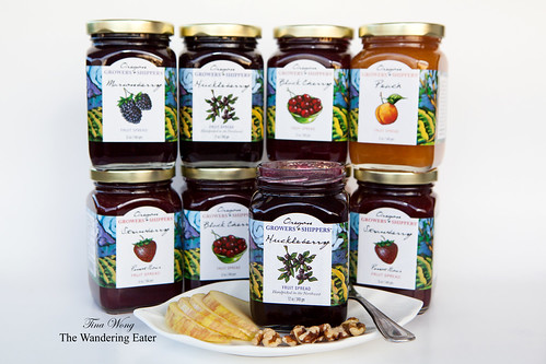 Oregon Growers & Shippers: Huckleberry, Marionberry, Strawberry Pinot Noir, Peach, and Black Cherry Jams