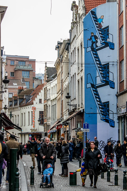Mural de Tintín en Bruselas, capital de Bélgica