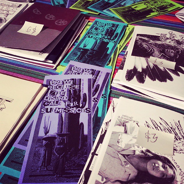 Scenes from #RaceRiotTour: Brown Recluse Zine Distro tabling at @ucla Powell Library #zines #poczines