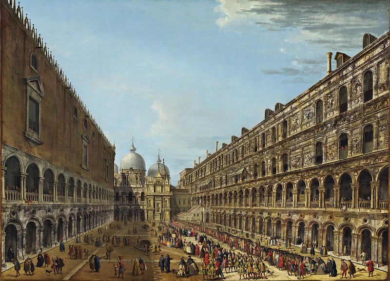 Antonio Joli - Der Auszug des Nuntius Stoppani aus dem Dogenpalast nach seiner Audienz (18th April 1741)
