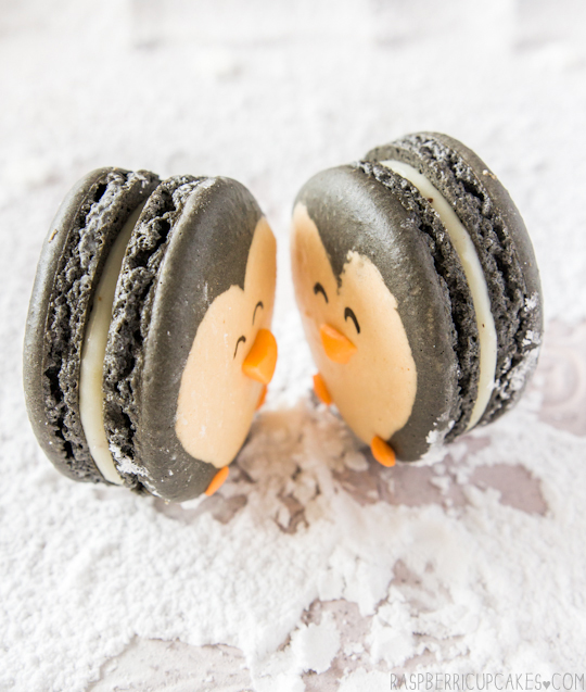 Penguin Macarons with Eggnog Ganache