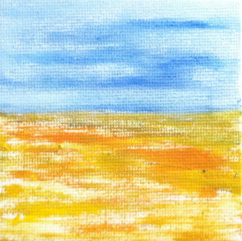 Blue Sky Golden Field (Mini-Painting as of December 6, 2013) by randubnick