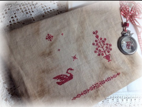 Redwork Snowflake Sewing Bag