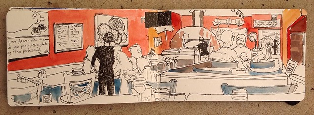 Sketching with Evelyn at the Rocky Mountain Flatbread Company