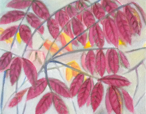 Red Leaves (Oil Bar Painting as of October 7, 2013) by randubnick