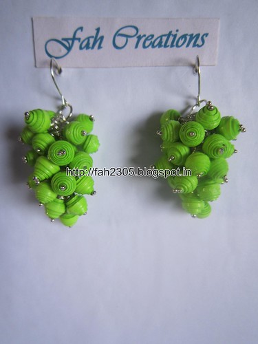 Handmade Jewelry - Paper Bead Grapes Earrings (Green) by fah2305