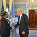 Secretary Kerry Shakes Hands With Somali President Hassan Sheikh Mohamud