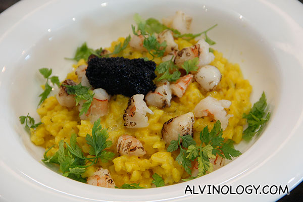 SAFFRON & CAVIAR RISOTTO (Saffron infused risotto with char-grilled prawns and scallops then finished with sustainable caviar and fine herbs) - S$19.90