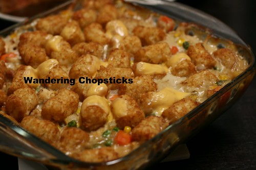 Tater Tot Casserole with Chicken Pot Pie Filling 1