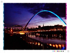 Millennium Bridge,Newcastle/Gateshead Quayside at night by davidearlgray