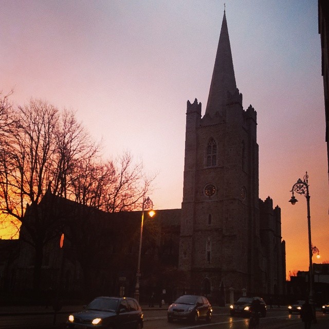 Good Morning. Sunrise over St. Patrick's Cathedral; Dublin, Ireland. #dublin #ireland #sunrise #morning #streetphotography #landmarks