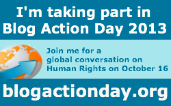 [Bild: Blog Action Day 2013 16 Oktober. Human Rights]